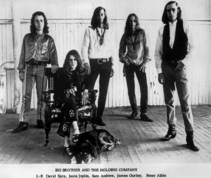 Publicity photo of Janis Joplin and Big Brother and the Holding Company.